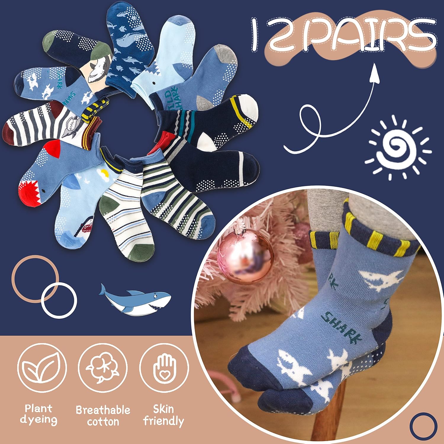Thumbnail 5 de ANTSANG Stoppersocken für Kinder Anti Rutsch