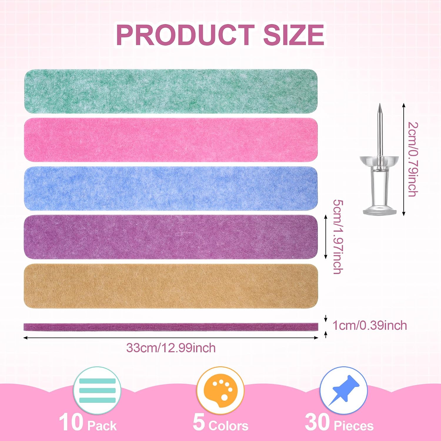 Detalle 2 de JIANTA Felt Bulletin Board Strips, 13" x 2