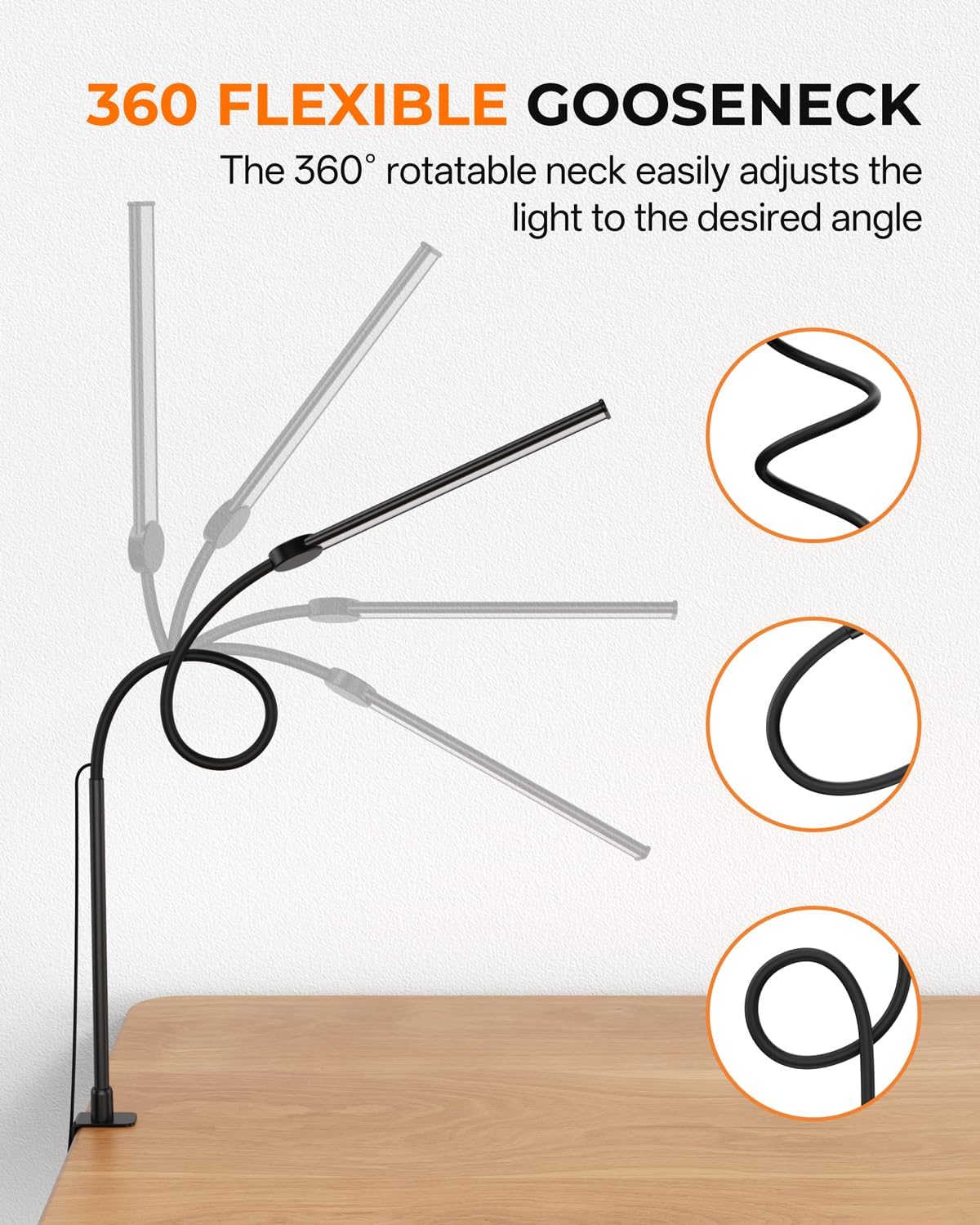Detalle 2 de LED Desk Lamp with Clamp, 26.8-Inch