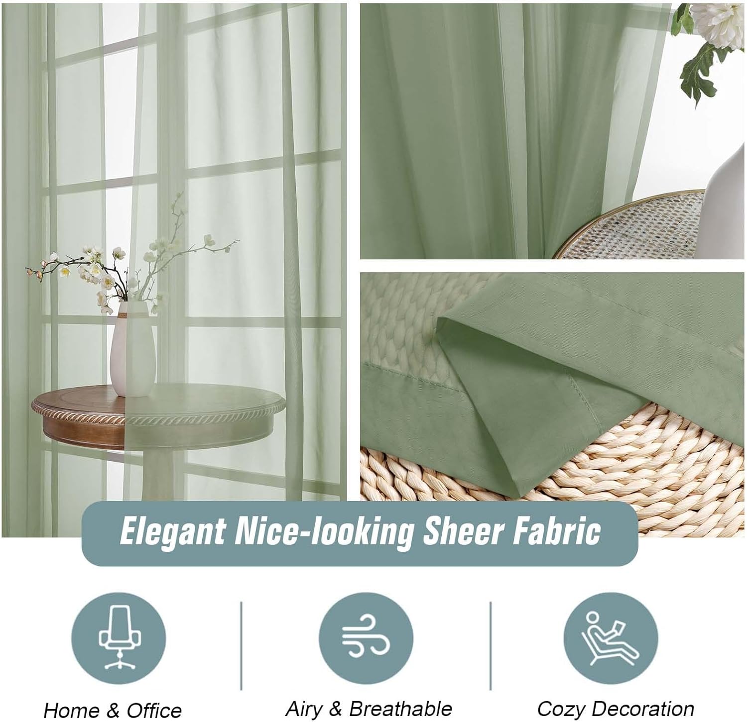 Detalle 2 de Ebesto Sheer Curtains, 108 inches