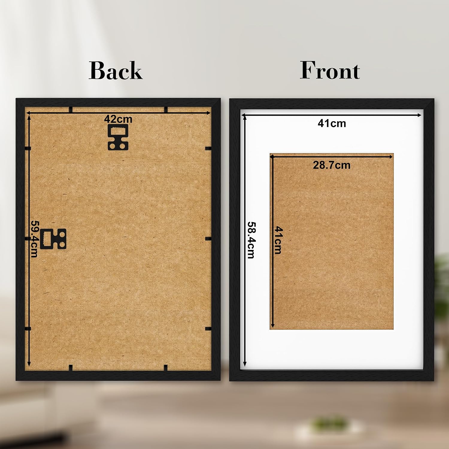 Detalle de Wyewye A2 Frame (59x42 cm) 3 Pack – Acrylic Non-Glass Black Frame with A3 Mount