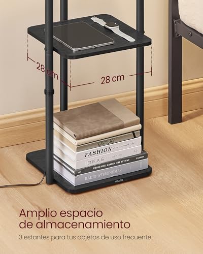 Detalle 2 de VASAGLE Lámpara de Pie con 3 Estantes LFL001BD02 – Luz LED integrada, 3 temperaturas, pantalla de tela, negro