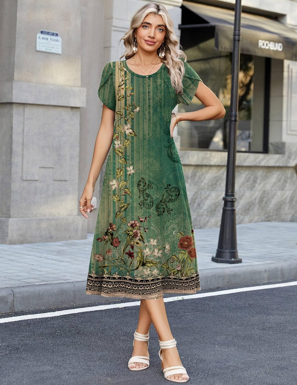 Thumbnail 1 de Robe d'été décontractée Zeagoo pour femme — motif floral, poches, tailles S à XXL