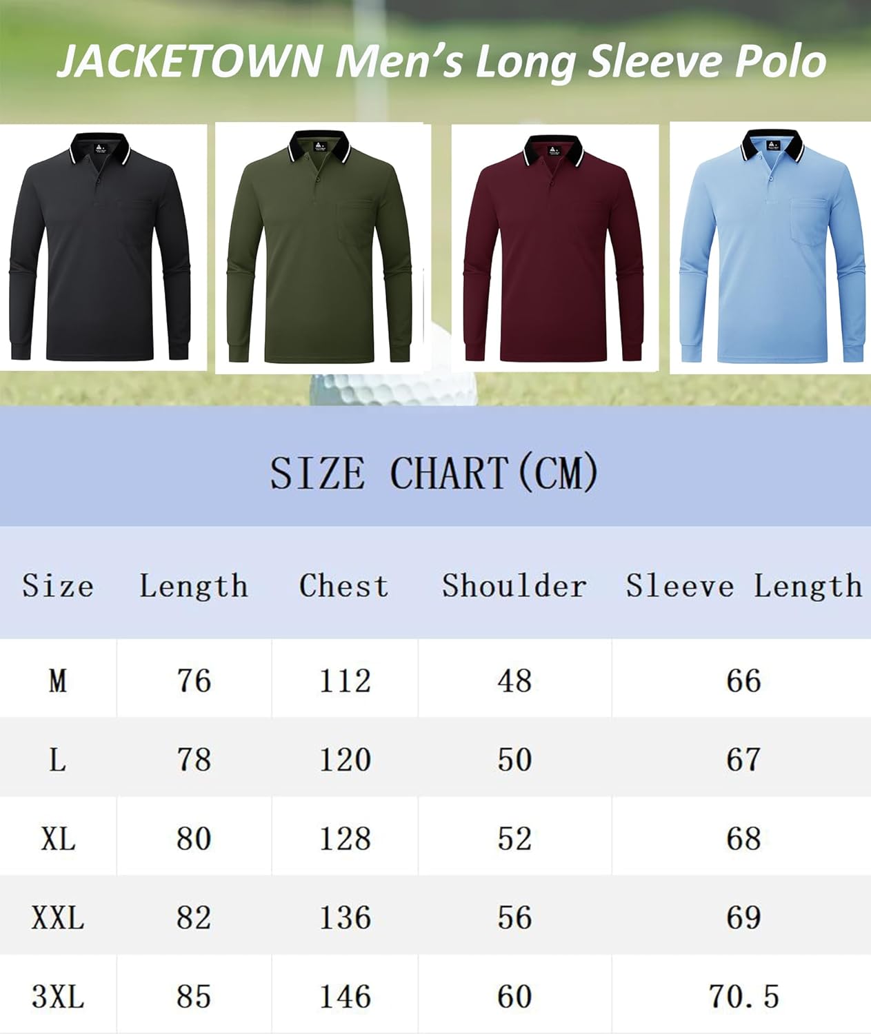 Thumbnail 4 de JACKETOWN Polo Uomo Manica Lunga – Pack da 3 Polo Golf Traspirante con Taschino