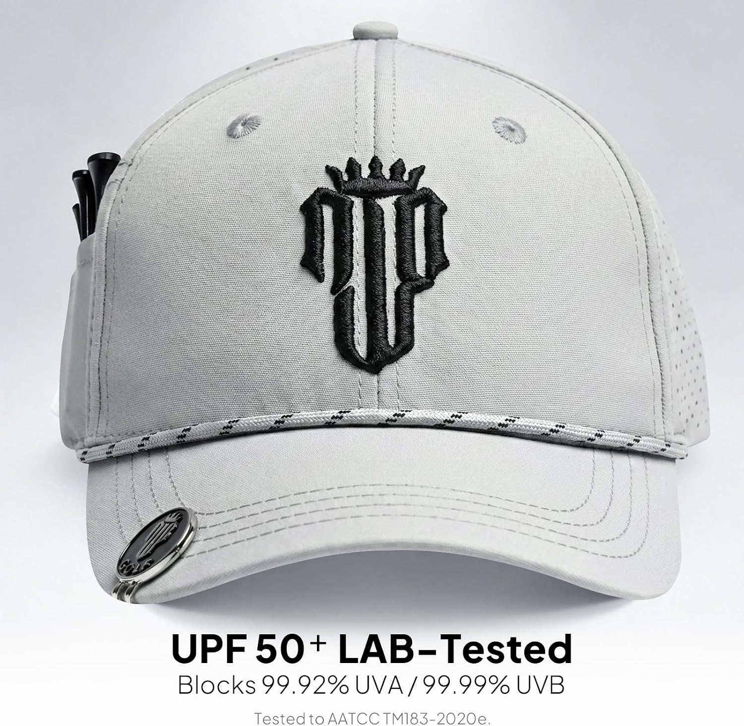 Detalle de NJF Golf Hat Men – Breathable Adjustable Golf Cap with Tee Holder & Ball Marker