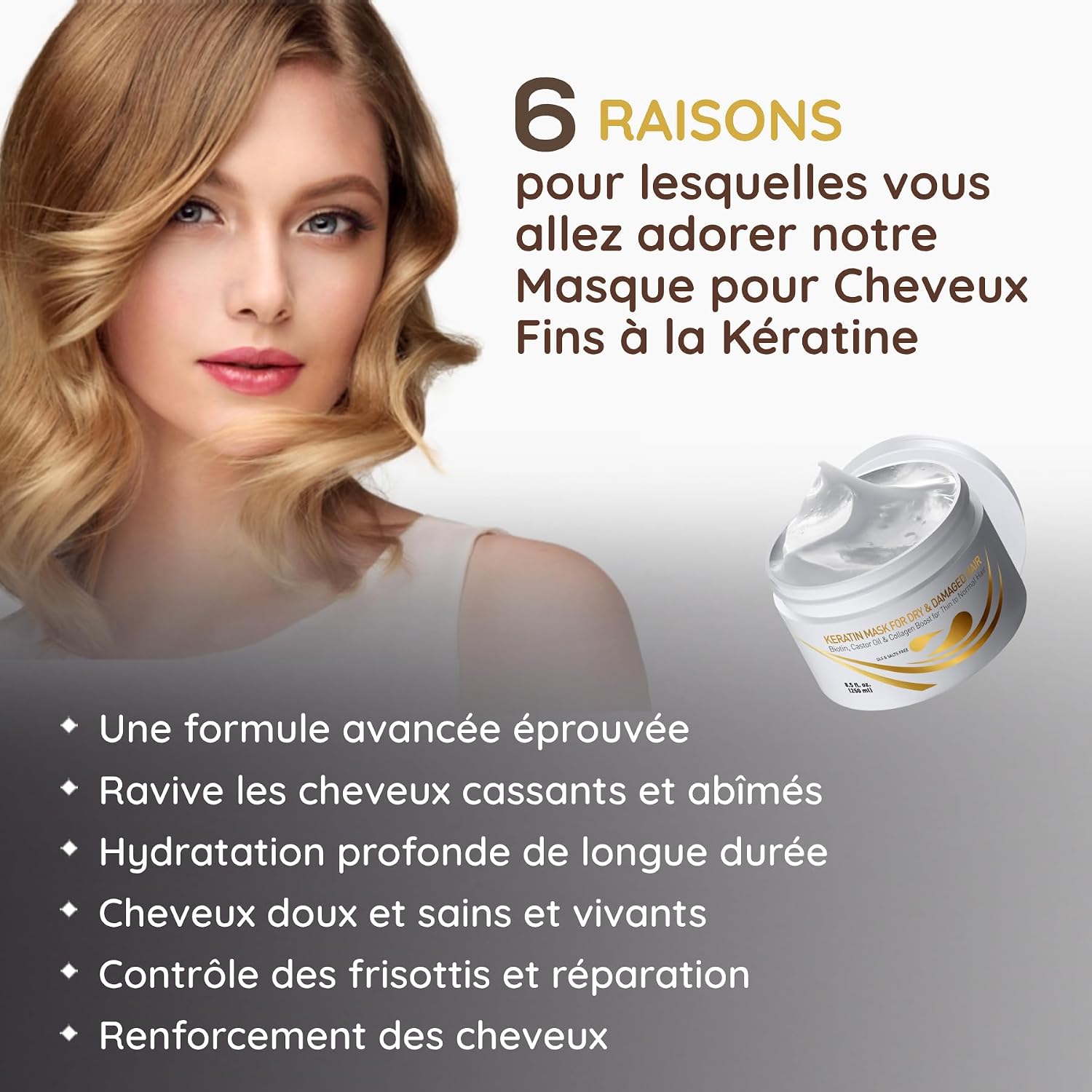 Detalle 2 de Vitamins Masque Keratine Cheveux Fins 2 en 1 💇♀
