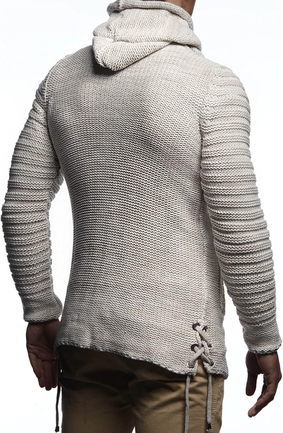 Detalle 2 de Leif Nelson LN20741 Hoodie Cardigan pour hommes : veste en tricot épais à capuche et fermeture éclair