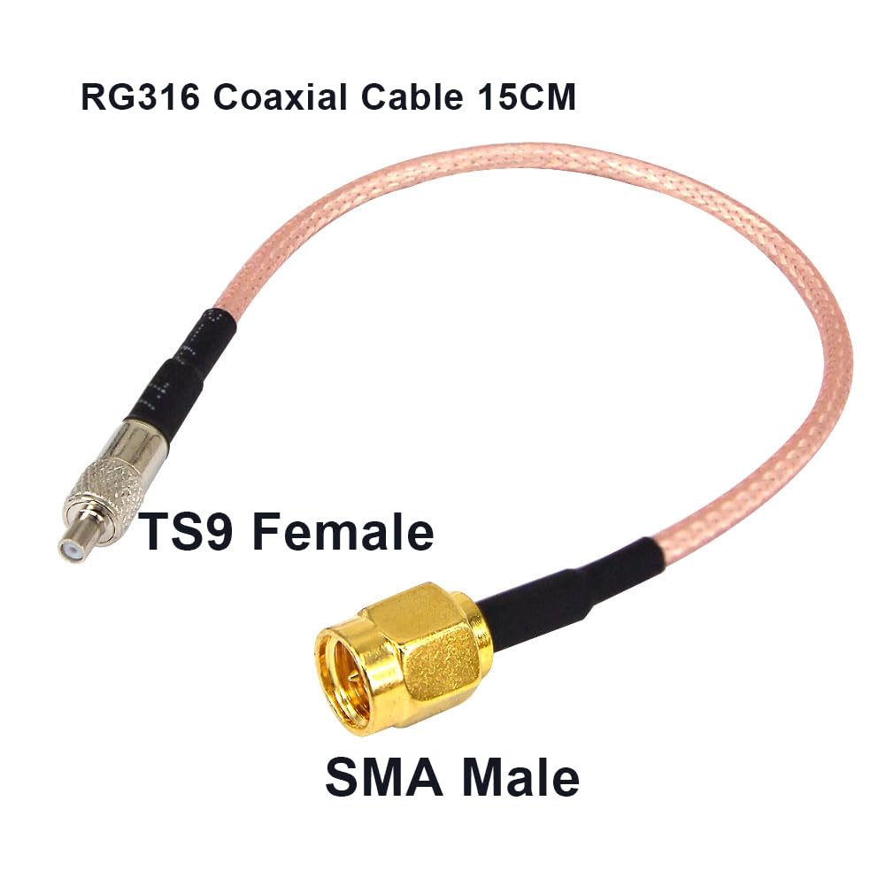 Detalle de Boobrie SMA Male to TS9 Female Adapter Cable (RG316, 15cm) – Low-loss antenna extension, 2-pack
