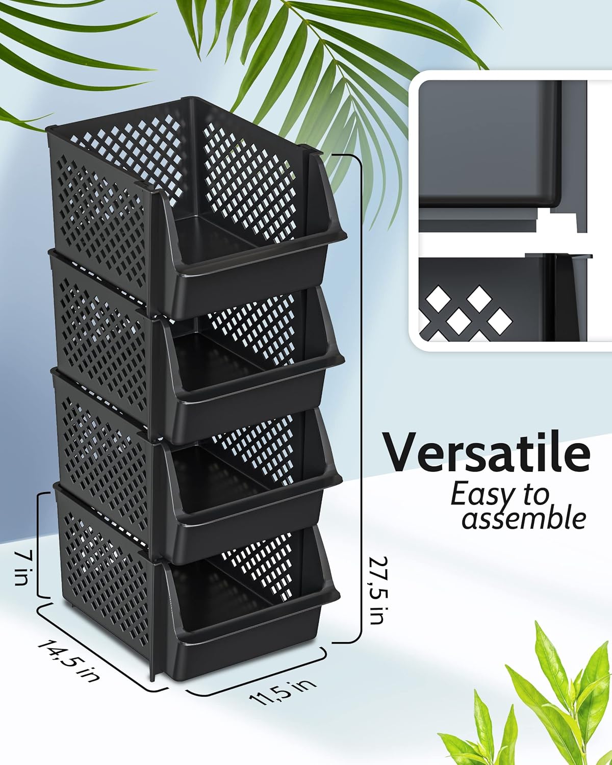 Thumbnail 1 de TidyFriend 4 Pack Stackable Storage Bins 11.5 x 14.5 x 7
