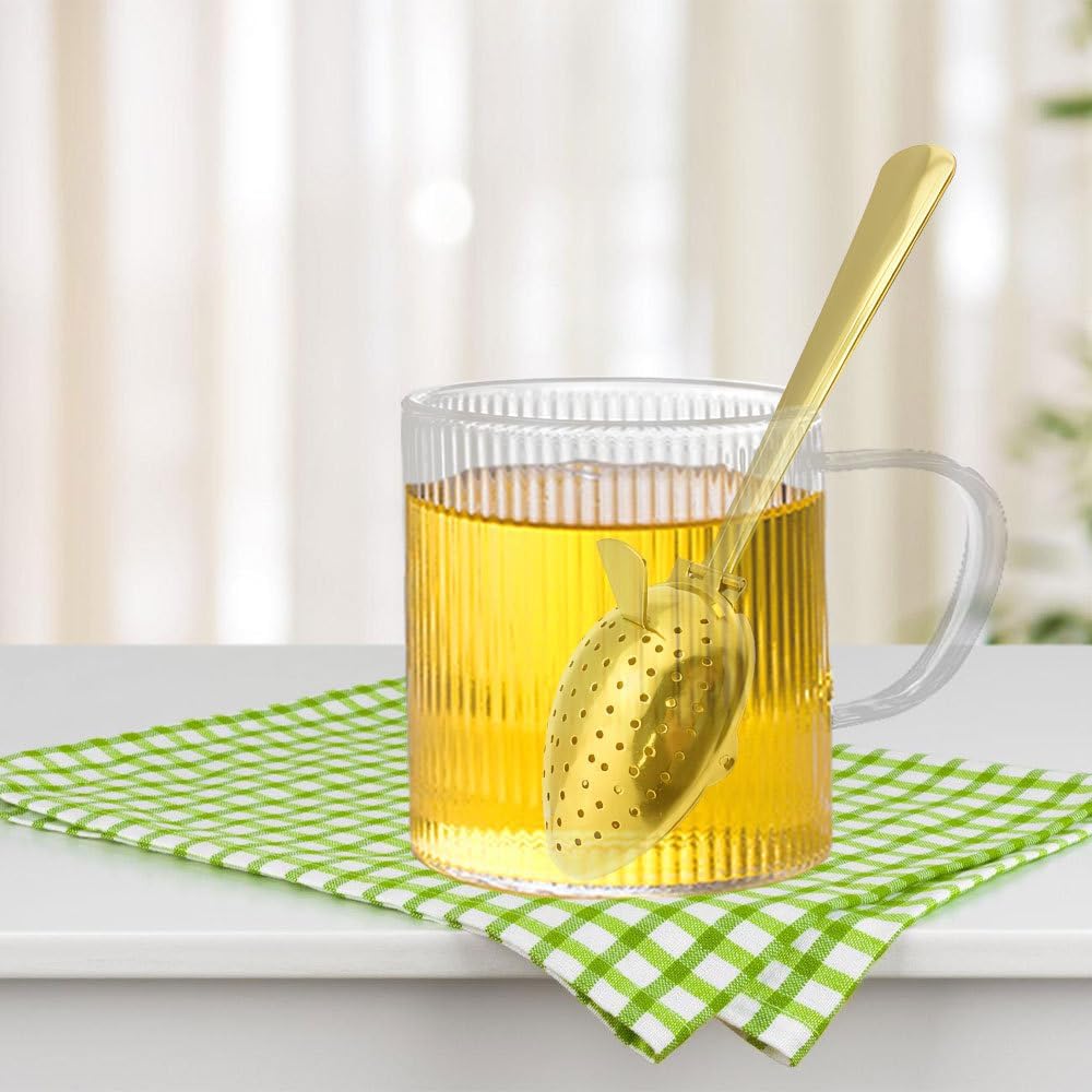 Detalle de Tea Infuser, 2PCS Long Handle Tea Strainers with Fine Holes 304 Stainless Steel Spoon Shape Filters for Teapots Cups Mugs