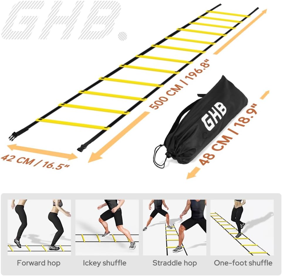 Detalle 2 de GHB FBA_AL Pro Agility Ladder, 20 ft, 12 Rungs, Adjustable Spacing