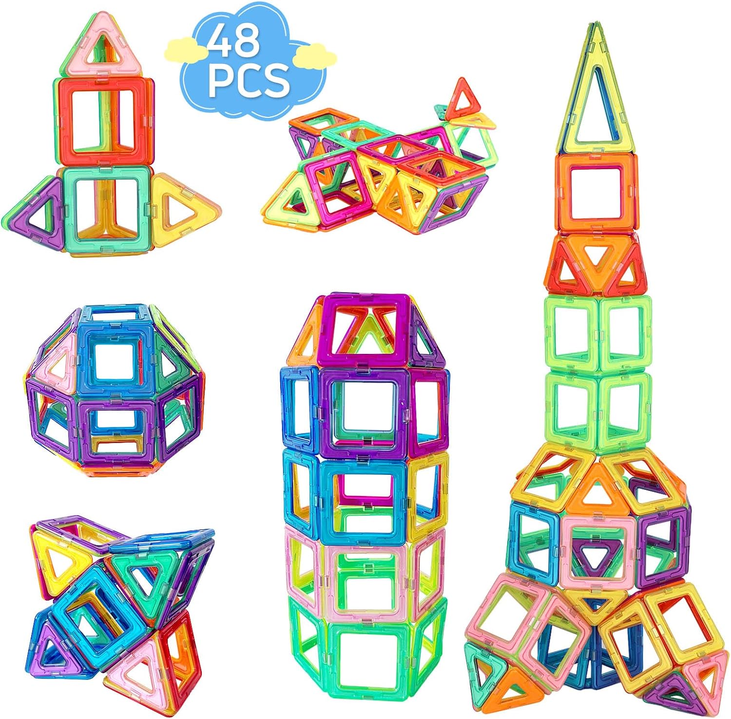 Detalle de mysoler Magnetische Bausteine 48 Teile mini Spielzeug