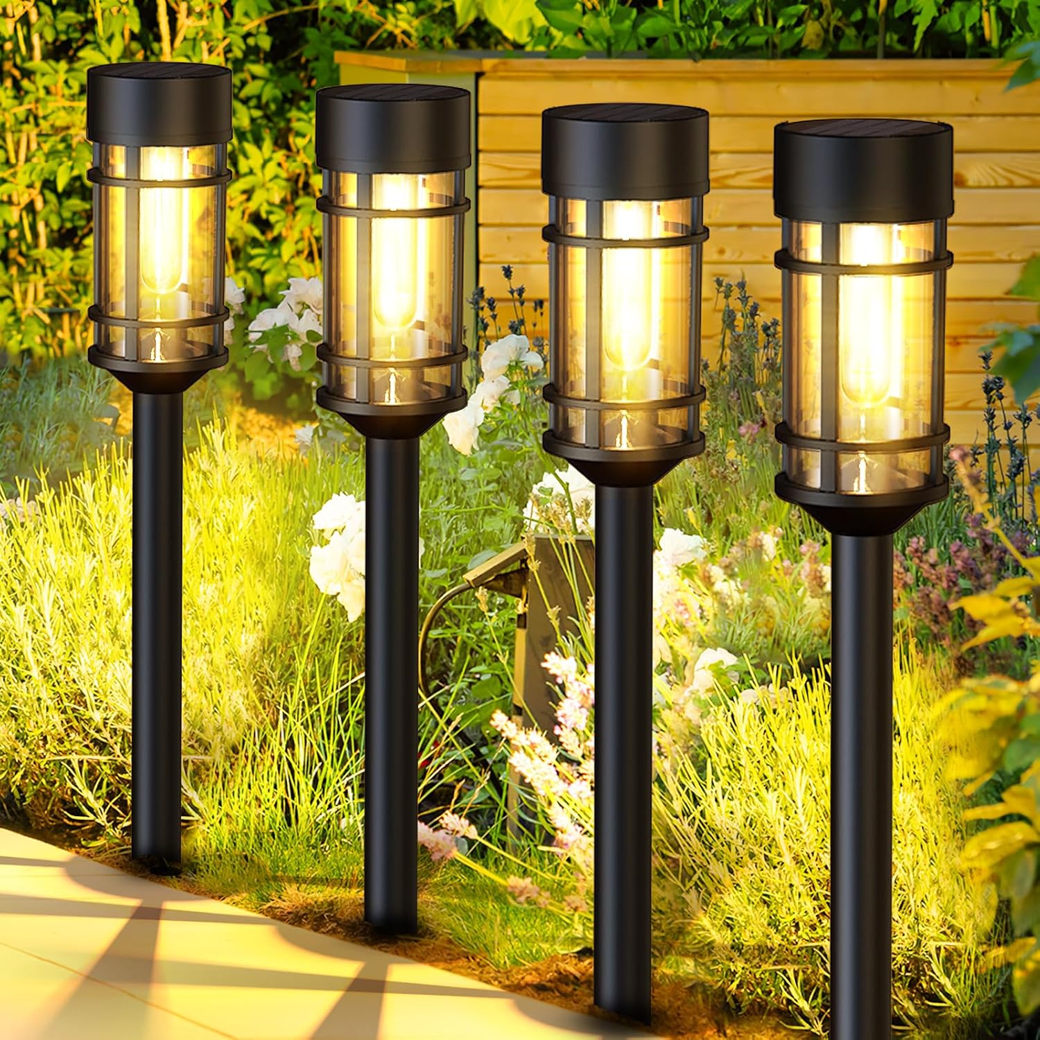 Detalle de ILANCK HNBRPL07B Solar Pathway Lights, 8-Pack, IP65, Warm White LEDs