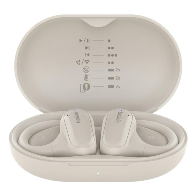 Detalle 2 de Belkin SoundForm ClearFit, auriculares Bluetooth con gancho, IPX5 y control táctil