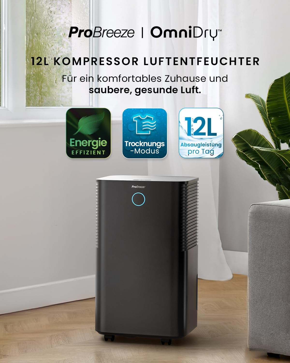 Thumbnail 1 de Pro Breeze OmniDry Luftentfeuchter 12 L Entfeuchtungstärke 🌬