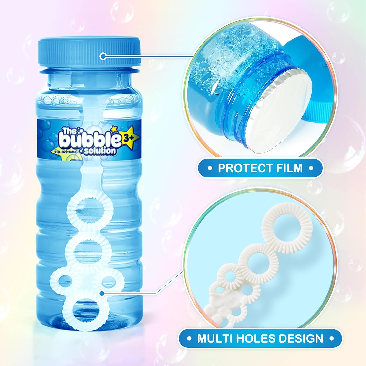 Detalle de SpringFlower 6 Pcs Bubble Bottles with Wand – 4oz Colorful Bubble Set for Kids