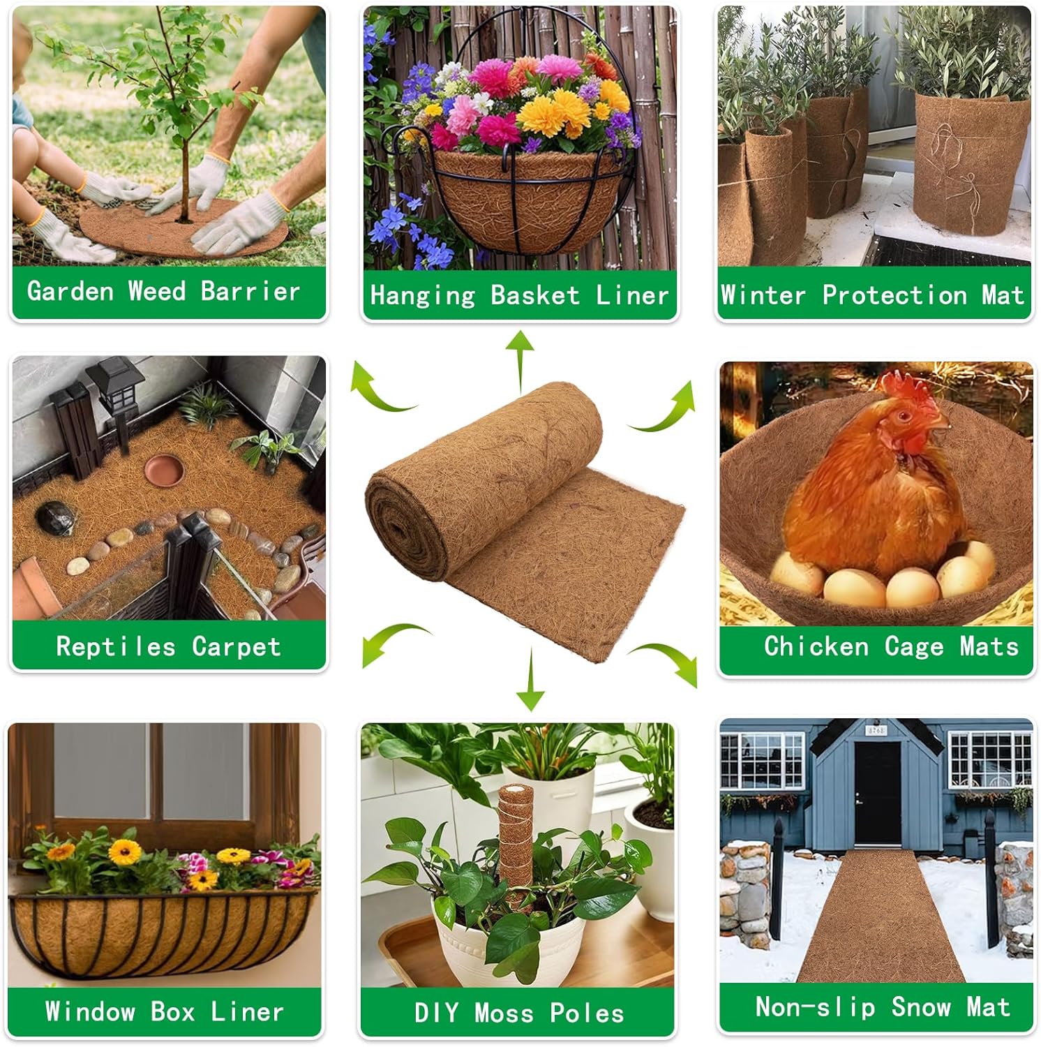 Detalle de Fengaim 3m x 0.3m Coco Hanging Basket Liner (Coconut Fibre Matting Roll) for Containers & Reptile Set-ups