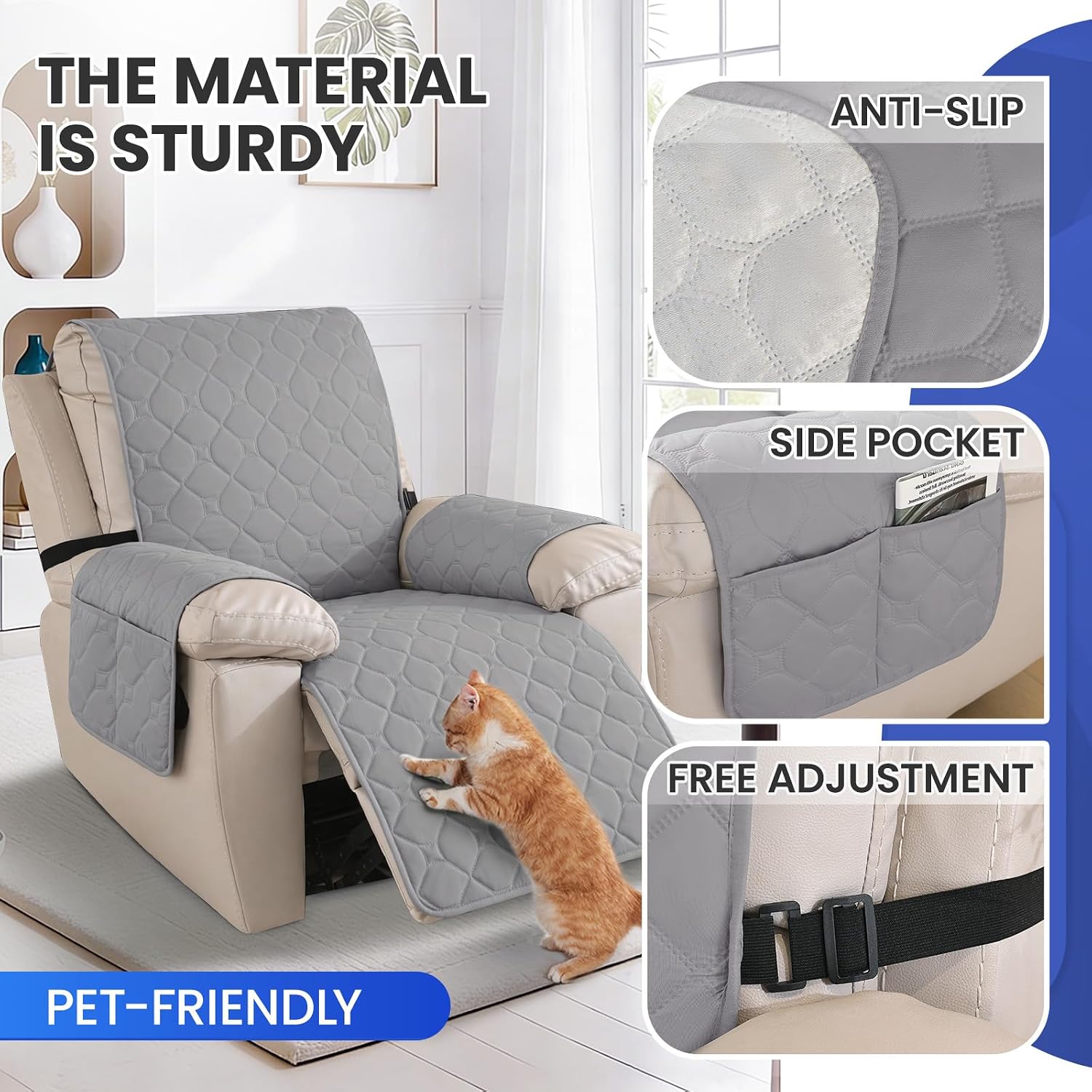 Thumbnail 4 de Ystyle Funda Sillón Relax Reclinable 1 Plaza Gris claro