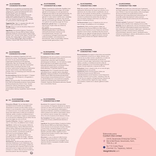 Thumbnail 5 de WeightWorld Glucosamina, Condroitina y MSM con Ácido Hialurónico, Vitamina C y Cúrcuma (180 cápsulas)