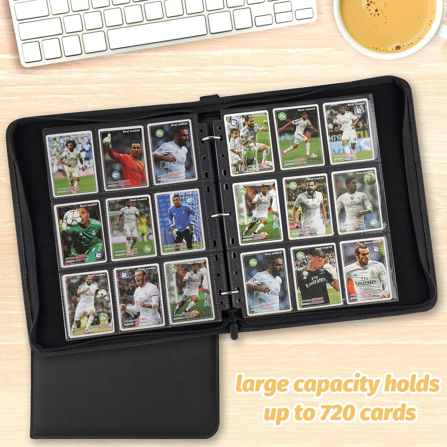 Detalle de GERMUN 9 Pocket Card Binder: Premium PU Leather, 720-Card Capacity