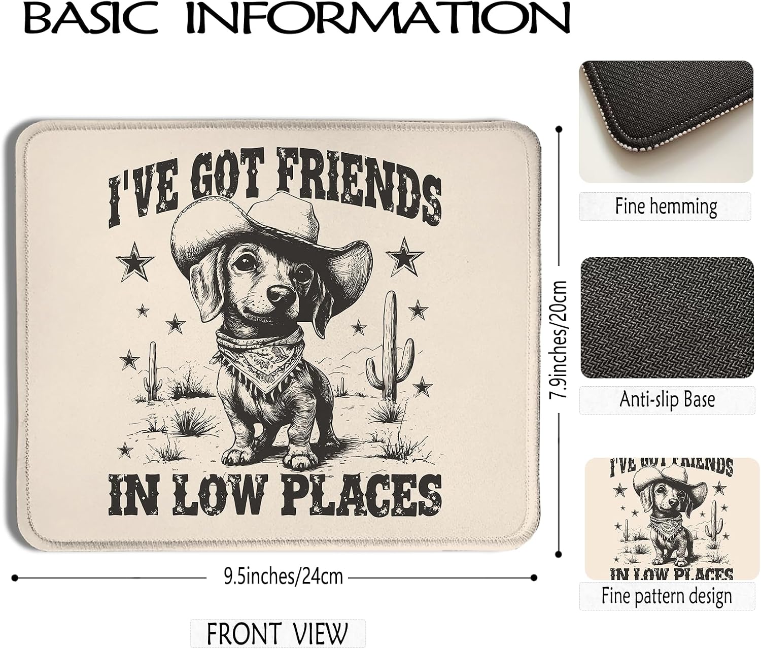 Detalle 2 de Qykwz 025 Dachshund Mouse Pad, 9.5 x 7.9 Inches, Non-Slip Base