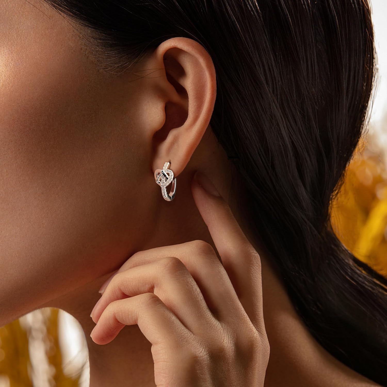 Thumbnail 5 de ALEXCRAFT Silber 925 Ohrringe – kleine Creolen mit Zirkonia, Knick & hypoallergenem Tragekomfort (16 mm)