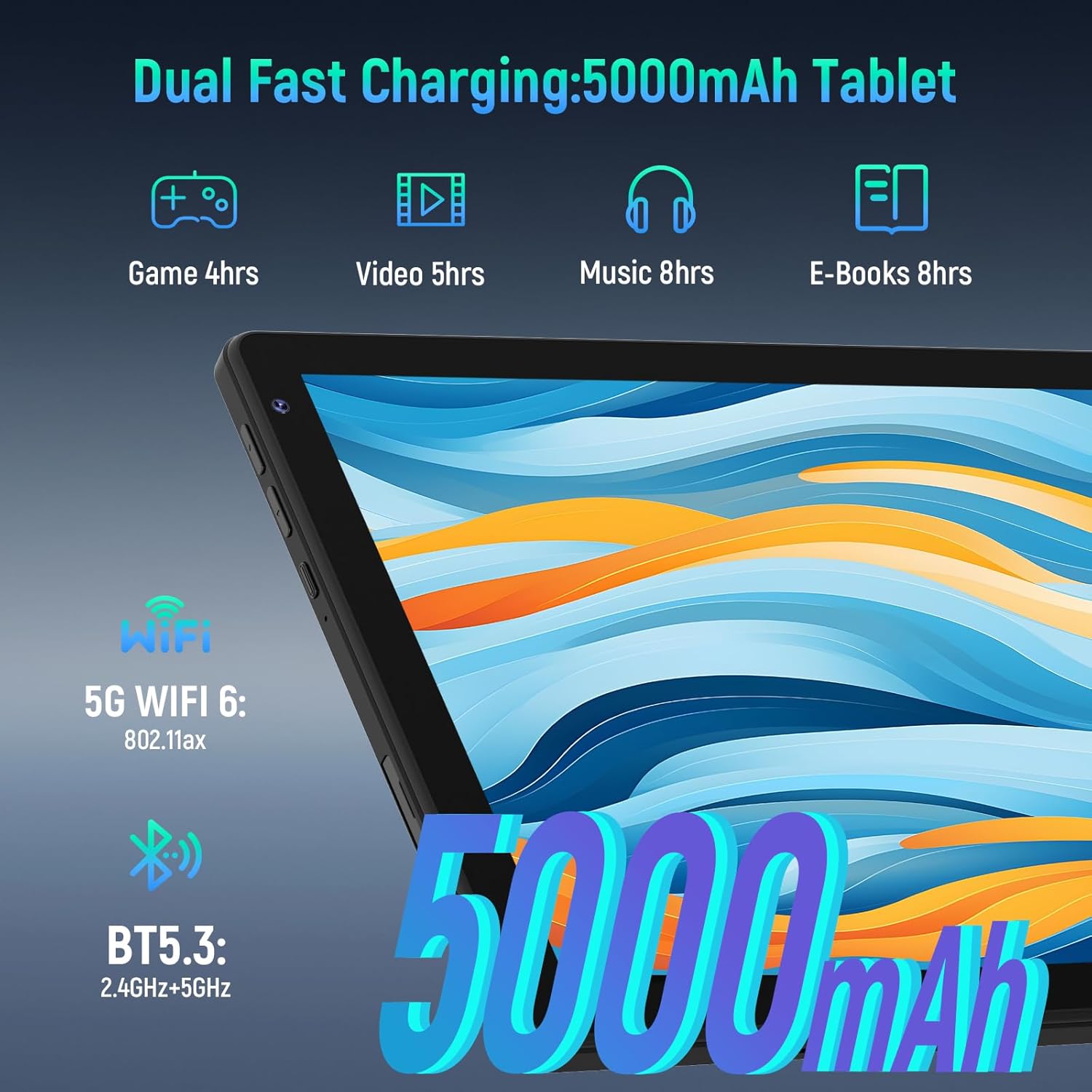 Thumbnail 6 de Whitedeer 10 inch Android 15 Tablet with Face ID, WiFi 6 and 128GB–1TB expandable storage (Black)