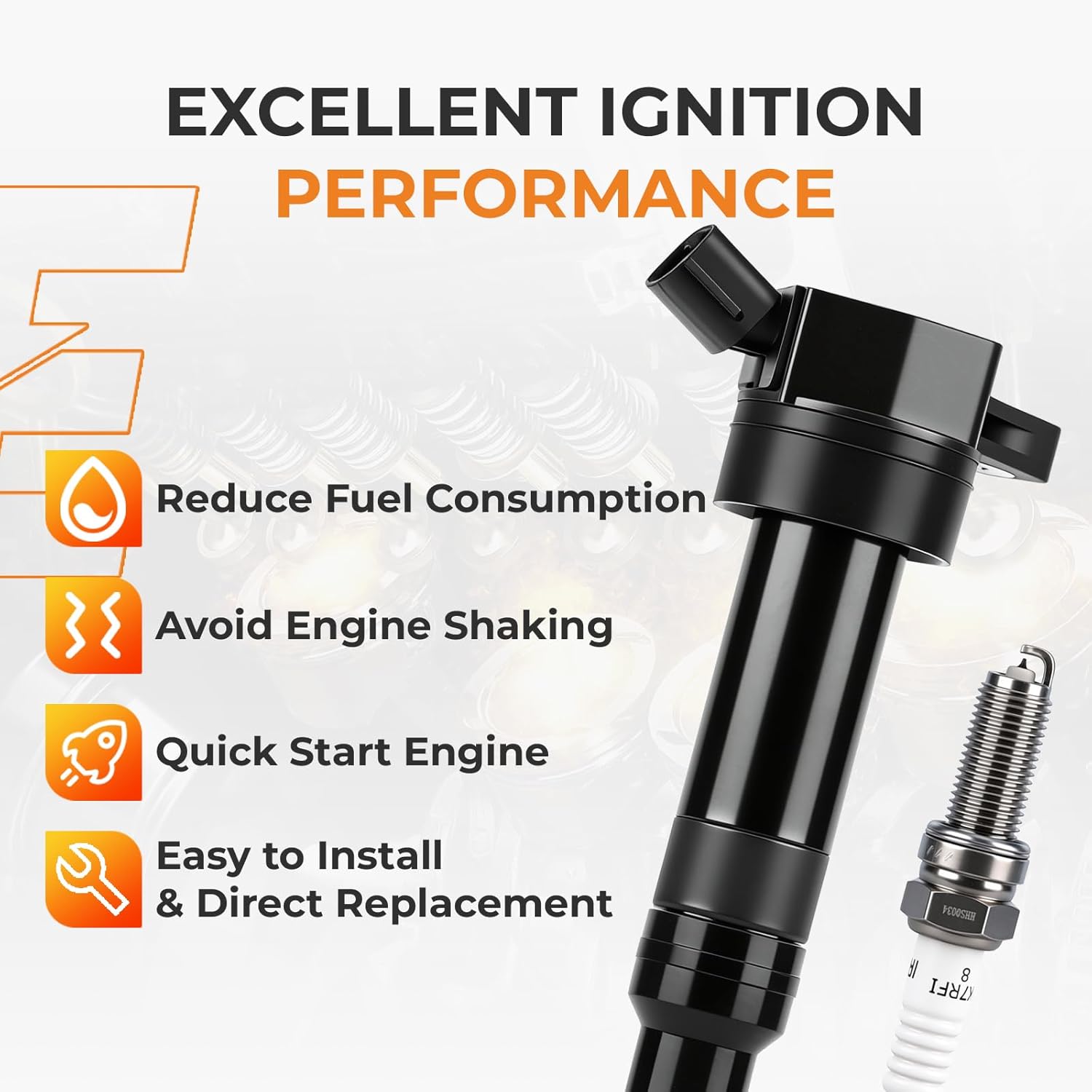 Thumbnail 1 de Autoexact Ignition Coil Pack and Iridium Spark Plugs Kit for Hyundai/Kia 1.8L-2.0L (6-Set)