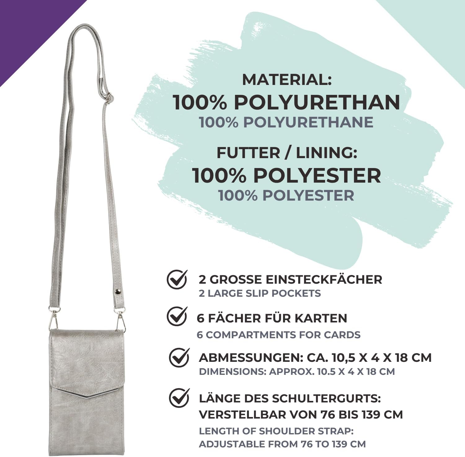 Detalle de styleBREAKER Borsa a tracolla Ladies Mini Bag con dettaglio in metallo – stile essenziale e versatilità