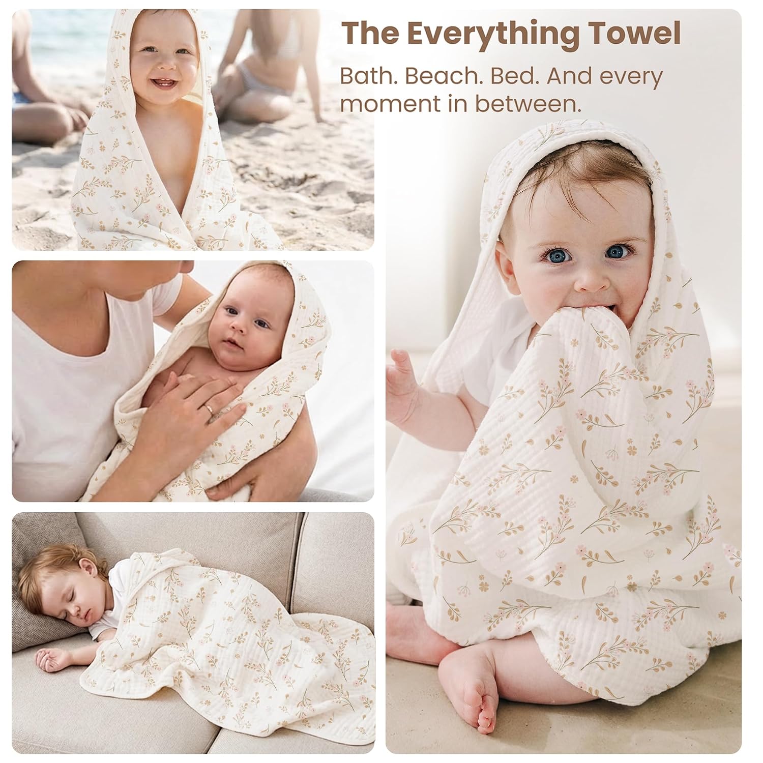 Thumbnail 6 de Konssy Hooded Baby Bath Towels 32 x 32 In