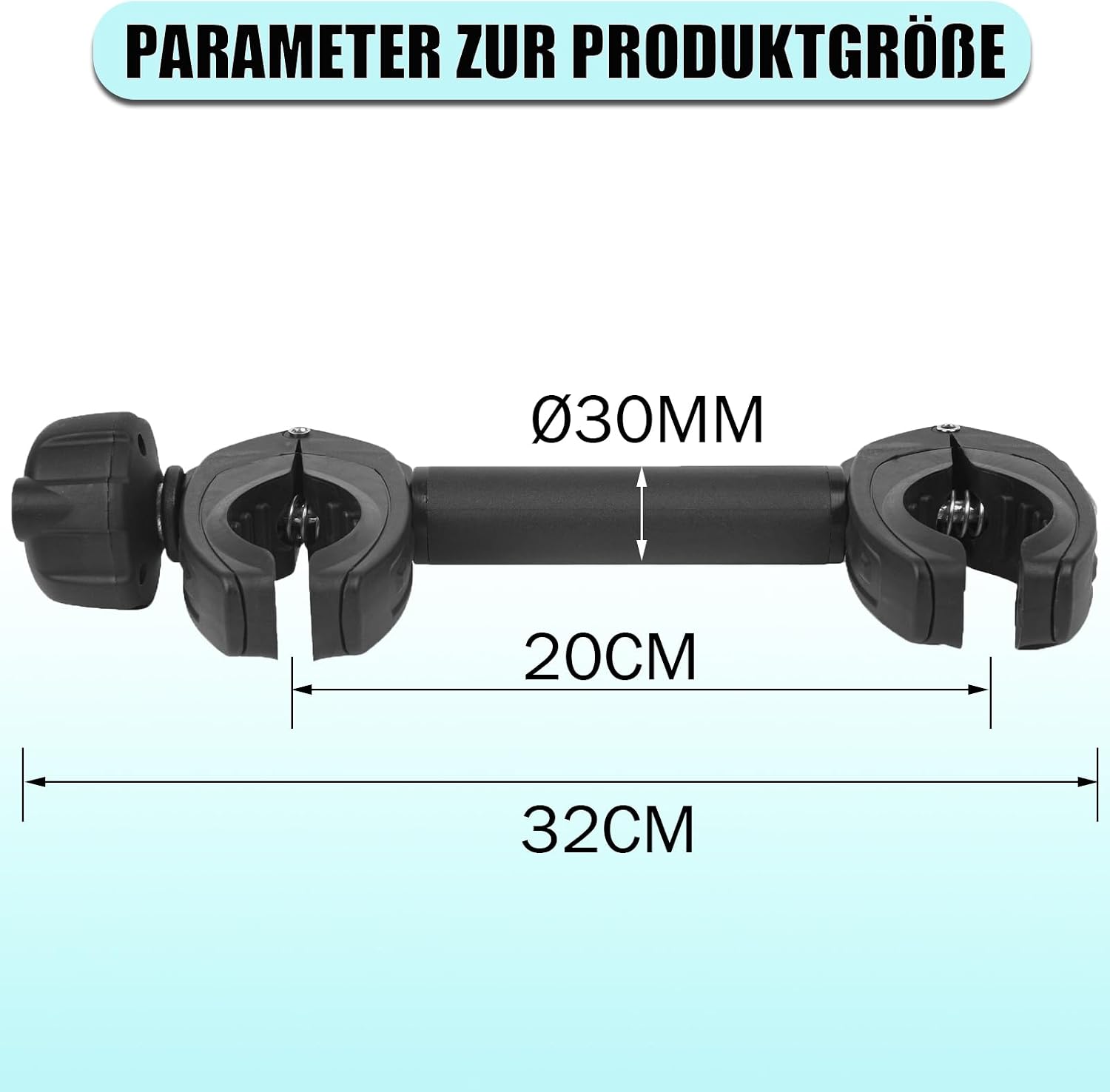Detalle de Warmfay Schwarz Rahmenhalter Lang 32 cm – abschließbarer Ersatzhalter für Heckträger (U-Bügelrohr Ø 2,5–3,0 cm)