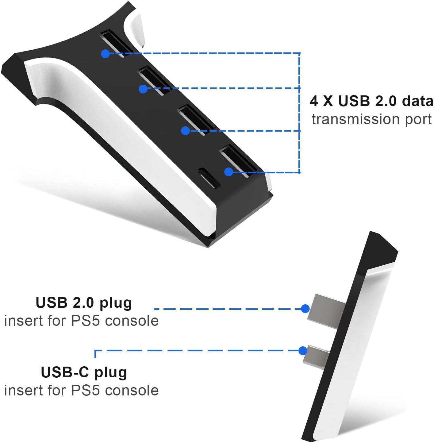 Detalle de 5-Port USB Hub for PS5 Console Expansion – Compact, High-Speed USB Hub