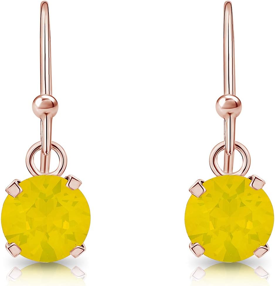 Detalle de DTPsilver Damen Haken Ohrringe 925 Sterling Silber Rosévergoldet mit Swarovski Elements, 6 mm Ø