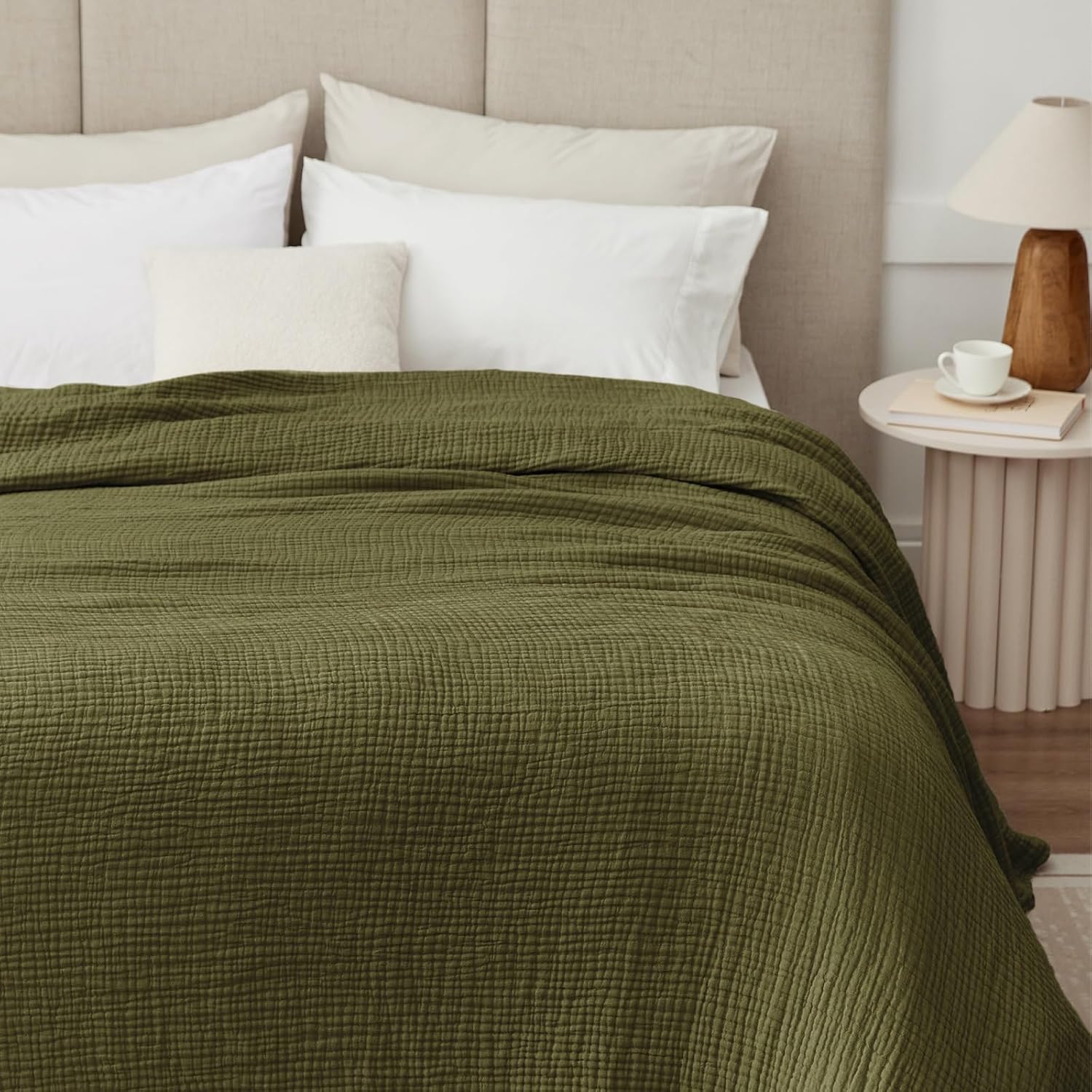 Thumbnail 6 de Kozyhvn 100% Cotton Muslin Blanket (Twin 66" x 90") in Olive Green