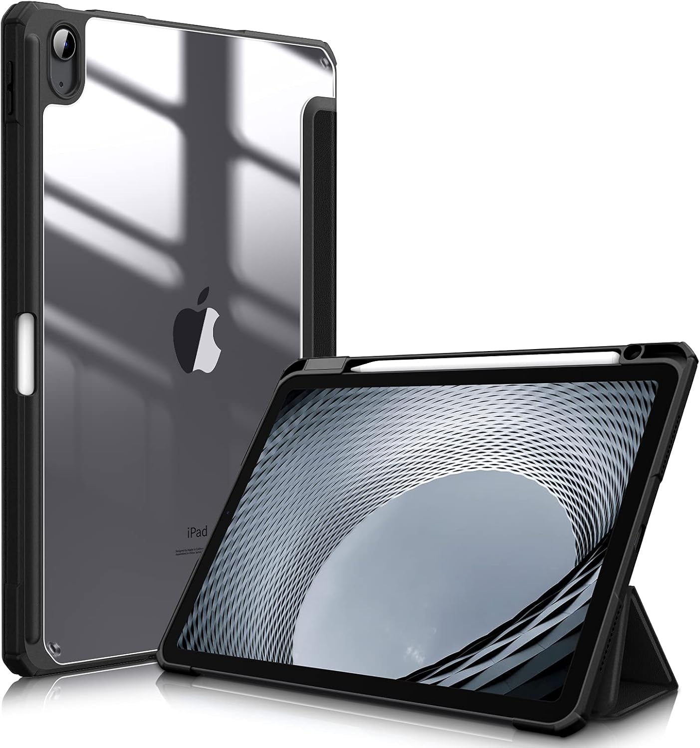 Detalle de FINTIE Hybrid Case for iPad Air 11 inch (M4 2026/M3 2025/M2 2024) & iPad Air 10.9 inch (5th/4th gen) – Shockproof slim clear acrylic with pencil holder, black