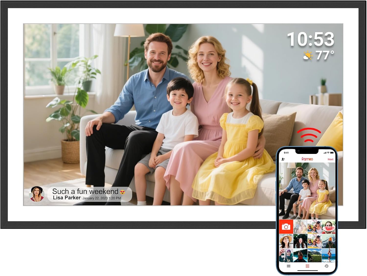 moonka 15.6-Inch Frameo Wi-Fi Digital Picture Frame, 1080p IPS Touchscreen