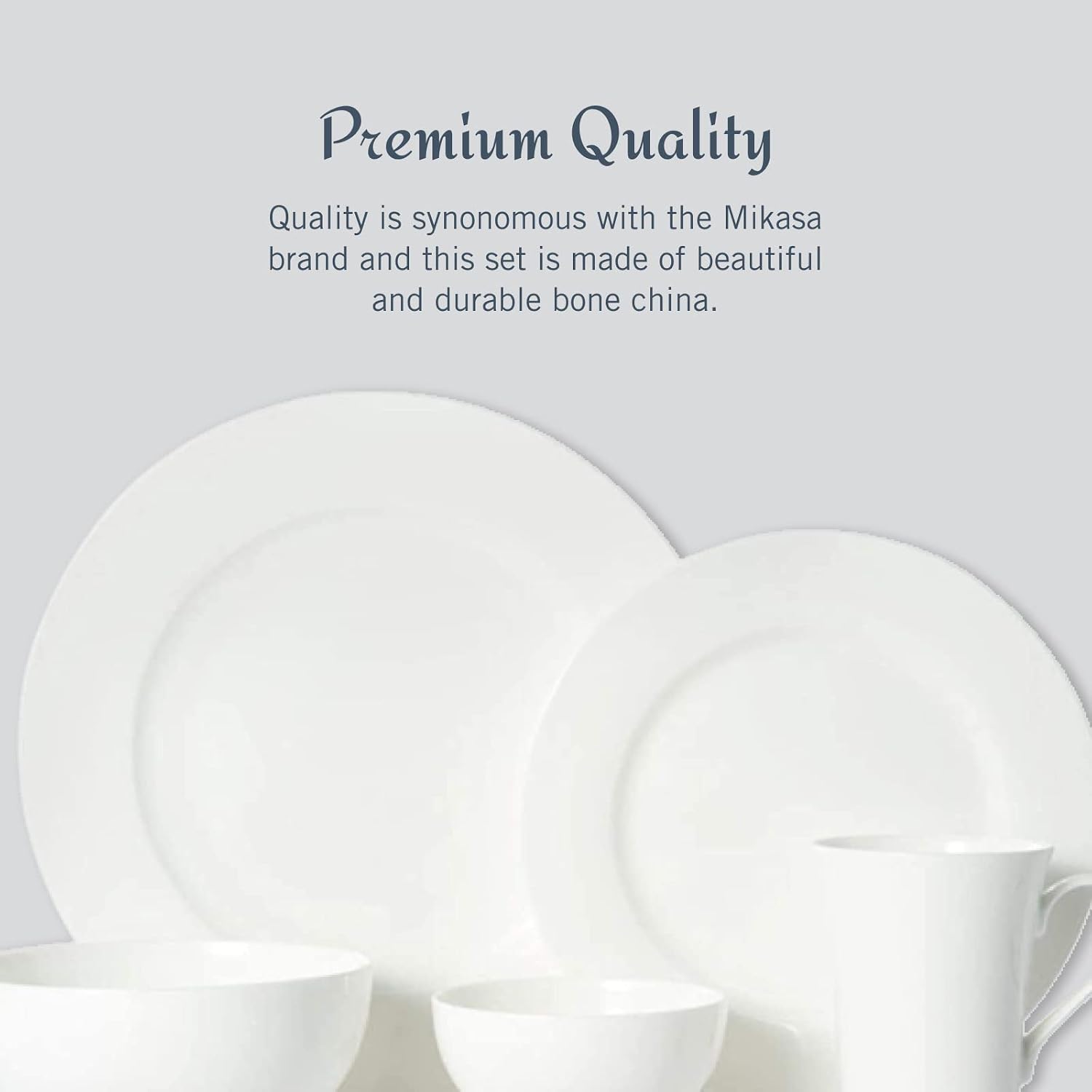 Detalle de Mikasa Delray 40-Piece Bone China Dinnerware Set (White) for 8
