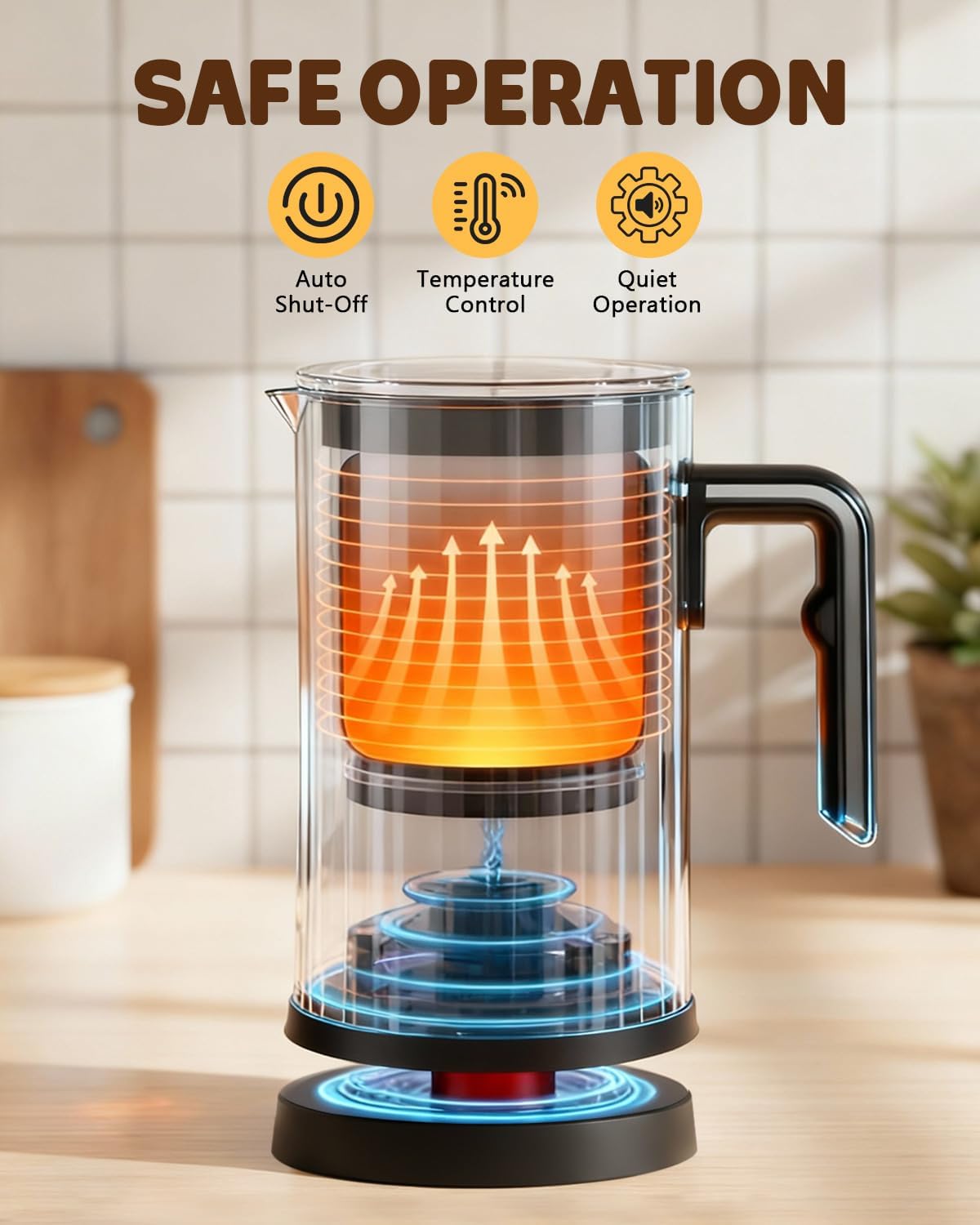 Detalle 2 de Andizun 4-in-1 Electric Milk Frother: Quiet, Large Capacity, Easy-Clean Velvetiser