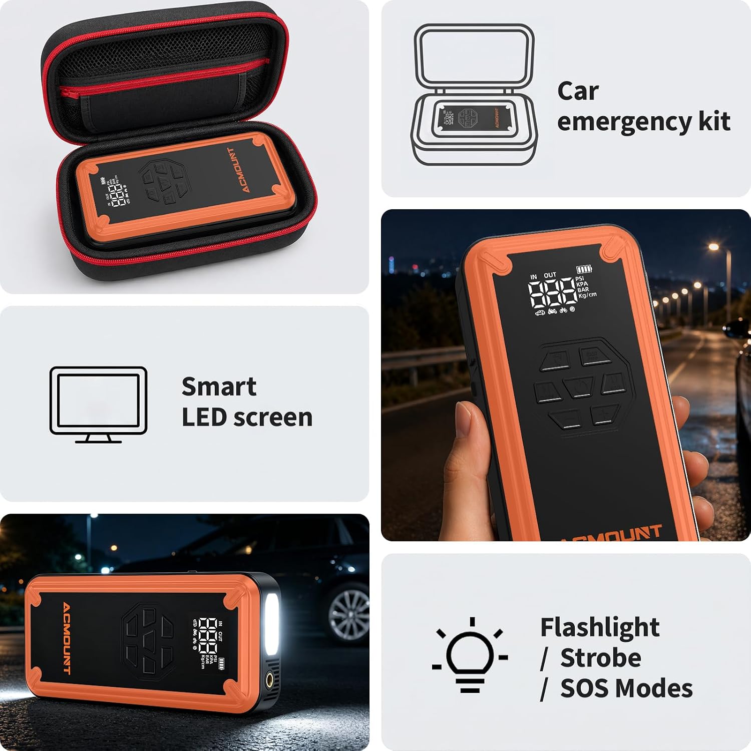 Detalle 1 de Acmount jump starter with 150 PSI air compressor