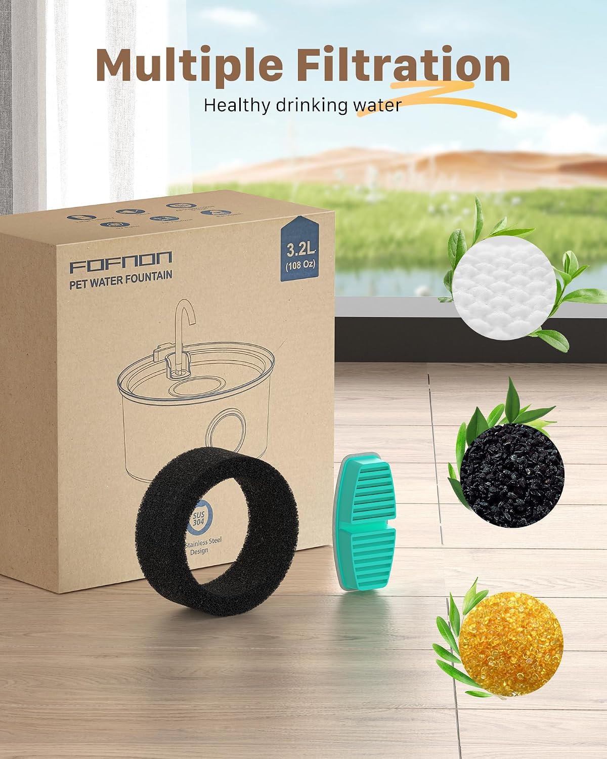 Thumbnail 6 de Cat Water Fountain for Drinking: Quiet Cat Water Fountain - 108oz/3.2L Cats fountain - Pet Waterer Fountains - 9 Filters - FOFNON
Cat Water Fountain for Drinking: Quiet Cat Water…
