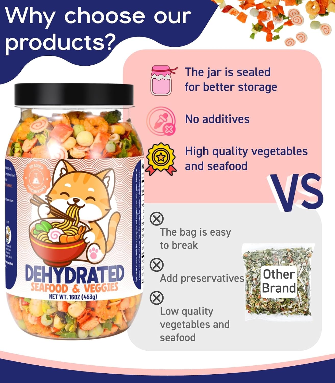 Thumbnail 2 de Egcina 16 oz Freeze-Dried Seafood & Vegetable Mix for Ramen and Soups