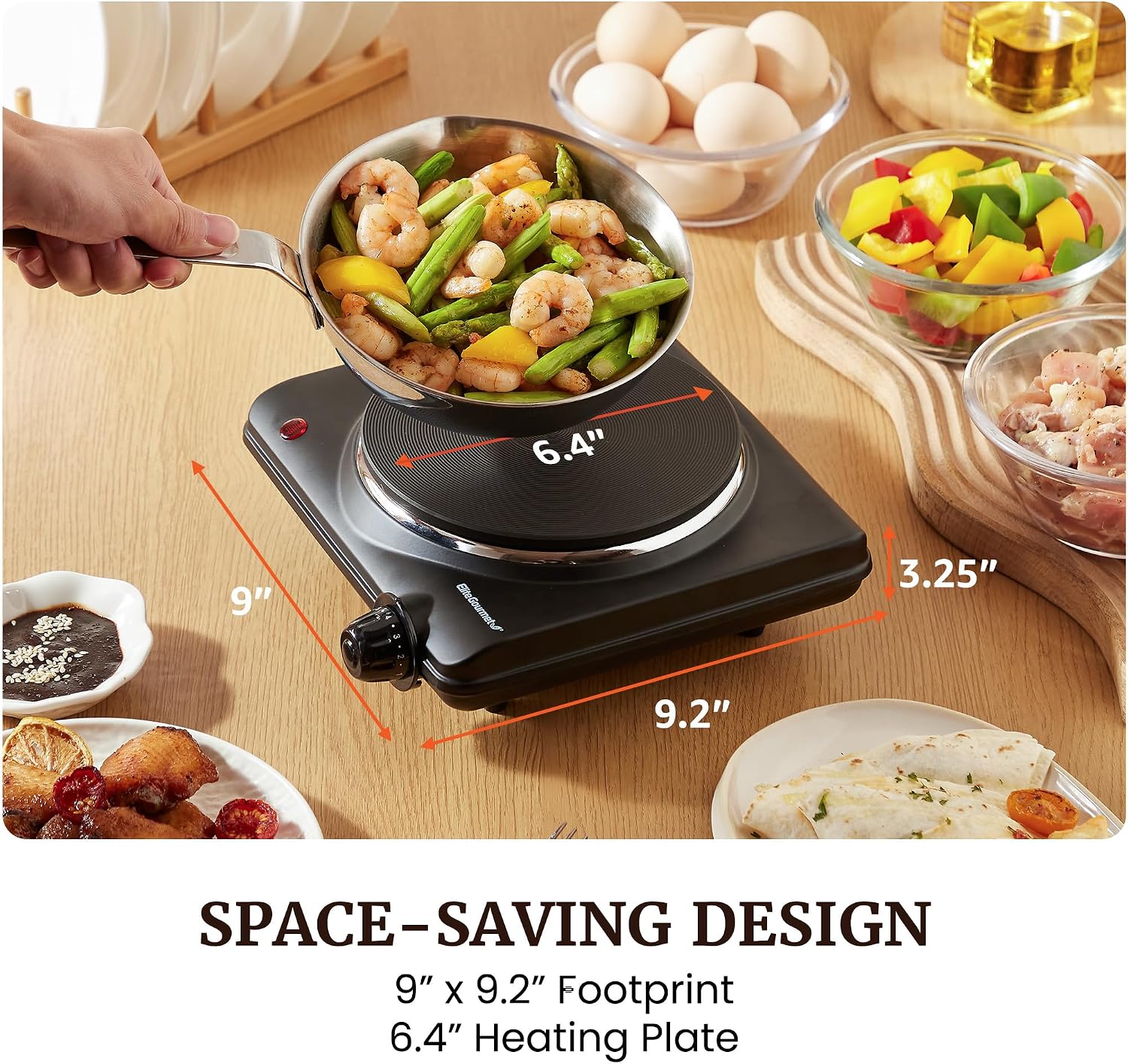 Thumbnail 6 de Elite Gourmet Electric Burner 1000W Cast Iron Hot Plate with 7 Heat Settings