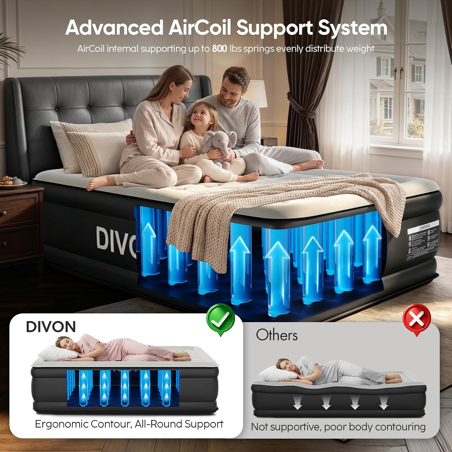 Detalle 2 de DIVON Full Air Mattress, 18-Inch Raised