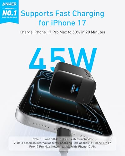 Detalle de Anker 45W USB C Charger with PPS Fast Charging 2.0 for Laptops and Phones