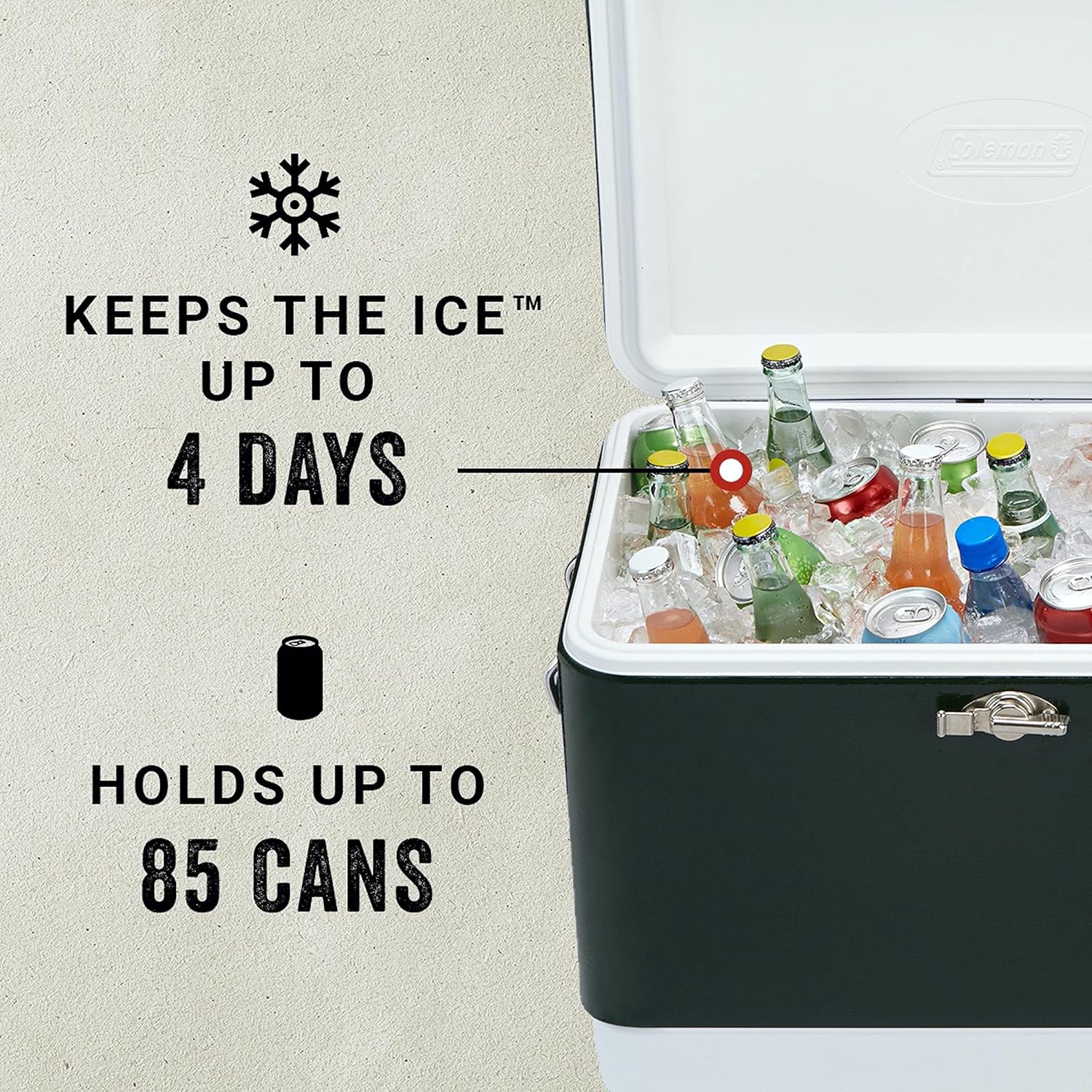 Thumbnail 5 de Coleman Vintage 54qt Steel Belted Cooler with Drain & Have-A-Seat Lid (85-Can Capacity)