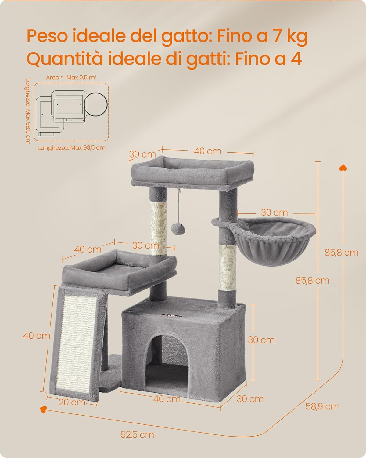 Thumbnail 5 de Feandrea PCT013GD01 Tiragraffi 85,8 cm per gatti
