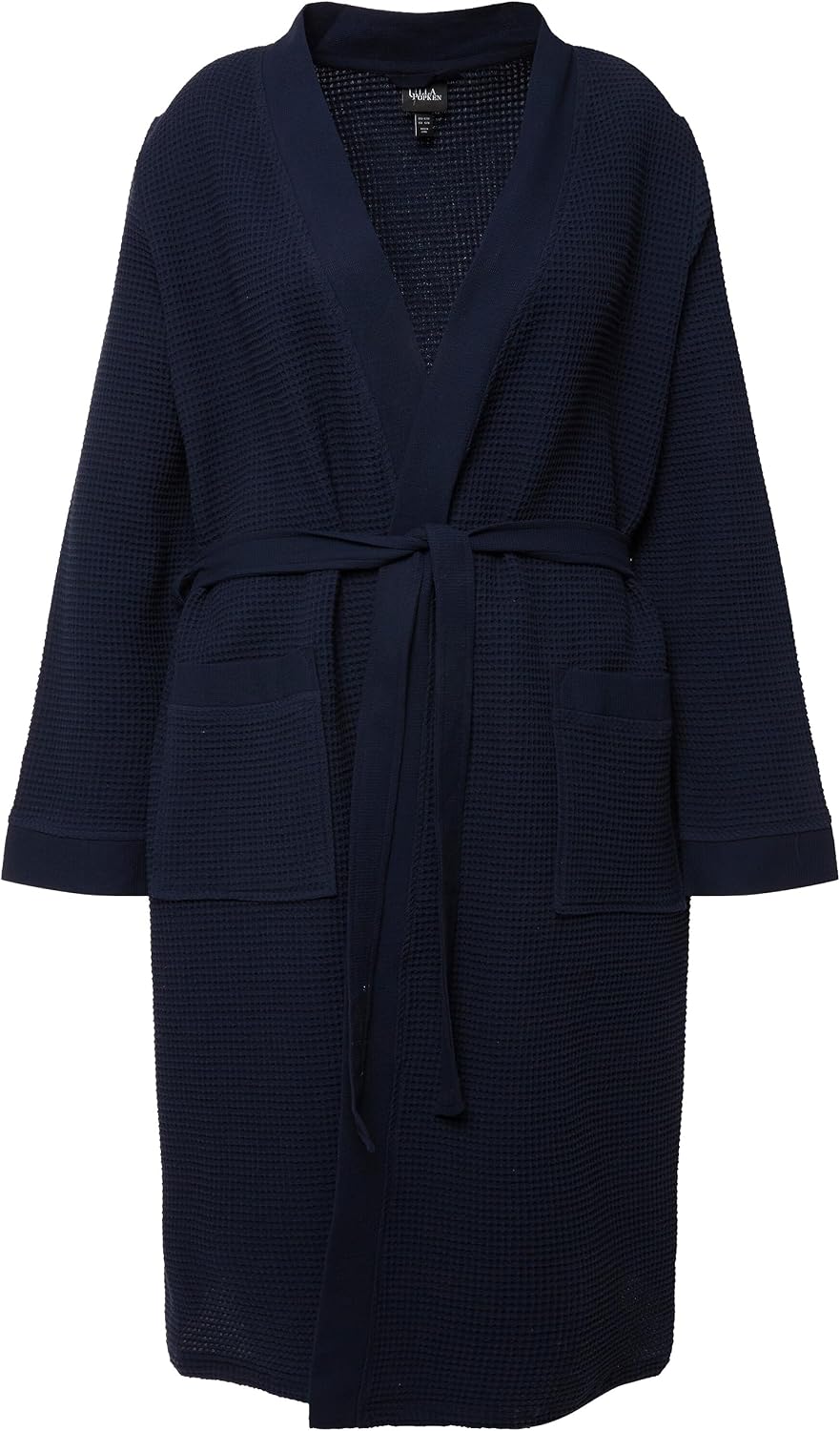 Detalle 1 de Ulla Popken Bademantel Robe de Chambre Femme – Bleu Nuit, Tailles 48-50