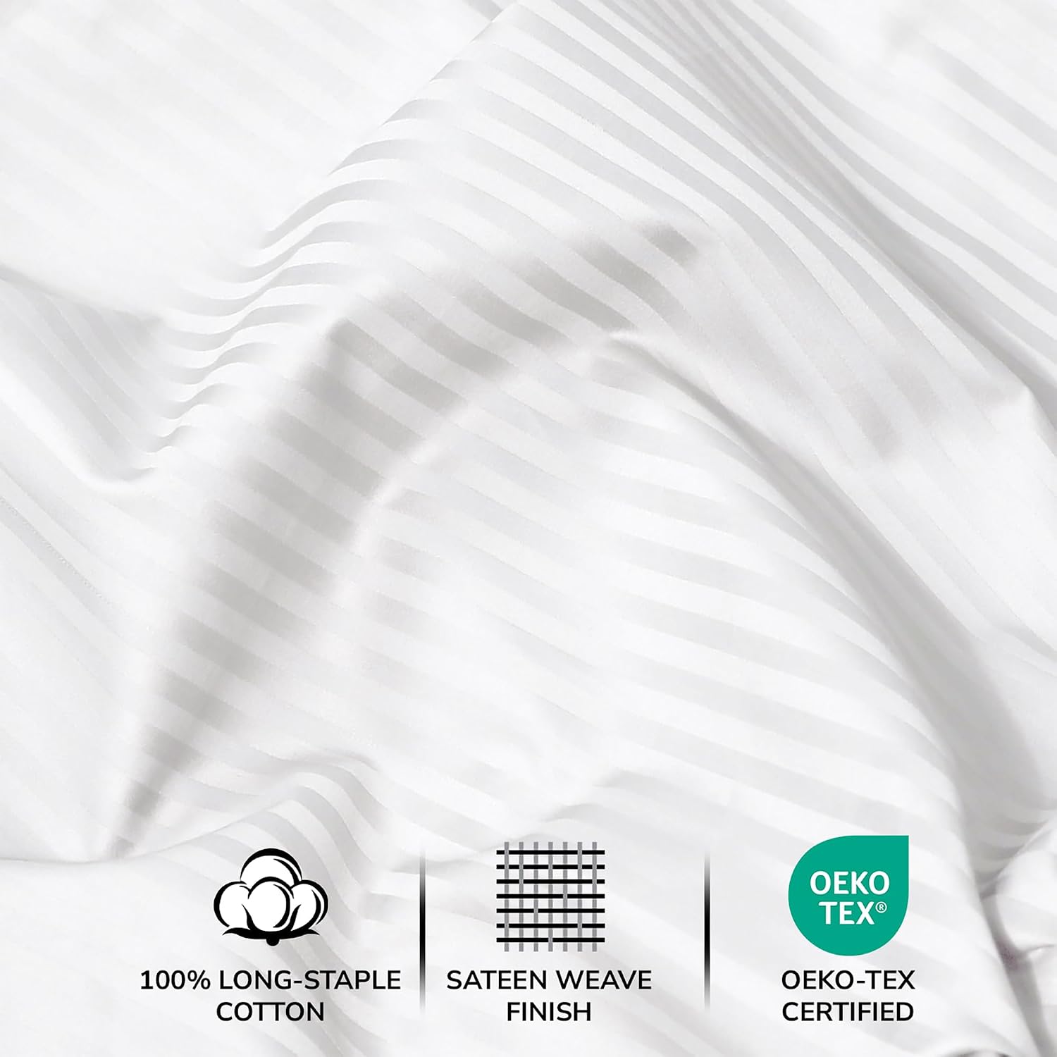 Detalle de Feather & Stitch 500 TC Queen Size Damask Bed Sheet Set with 18" Deep Pockets
