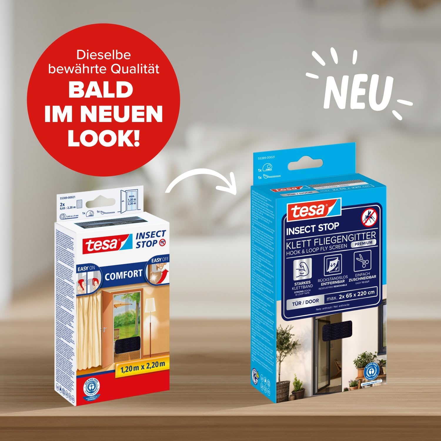 Thumbnail 1 de tesa INSECT STOP Klett Fliegengitter Premium für Türen – 2-tlg, 120 cm x 220 cm, Anthrazit
