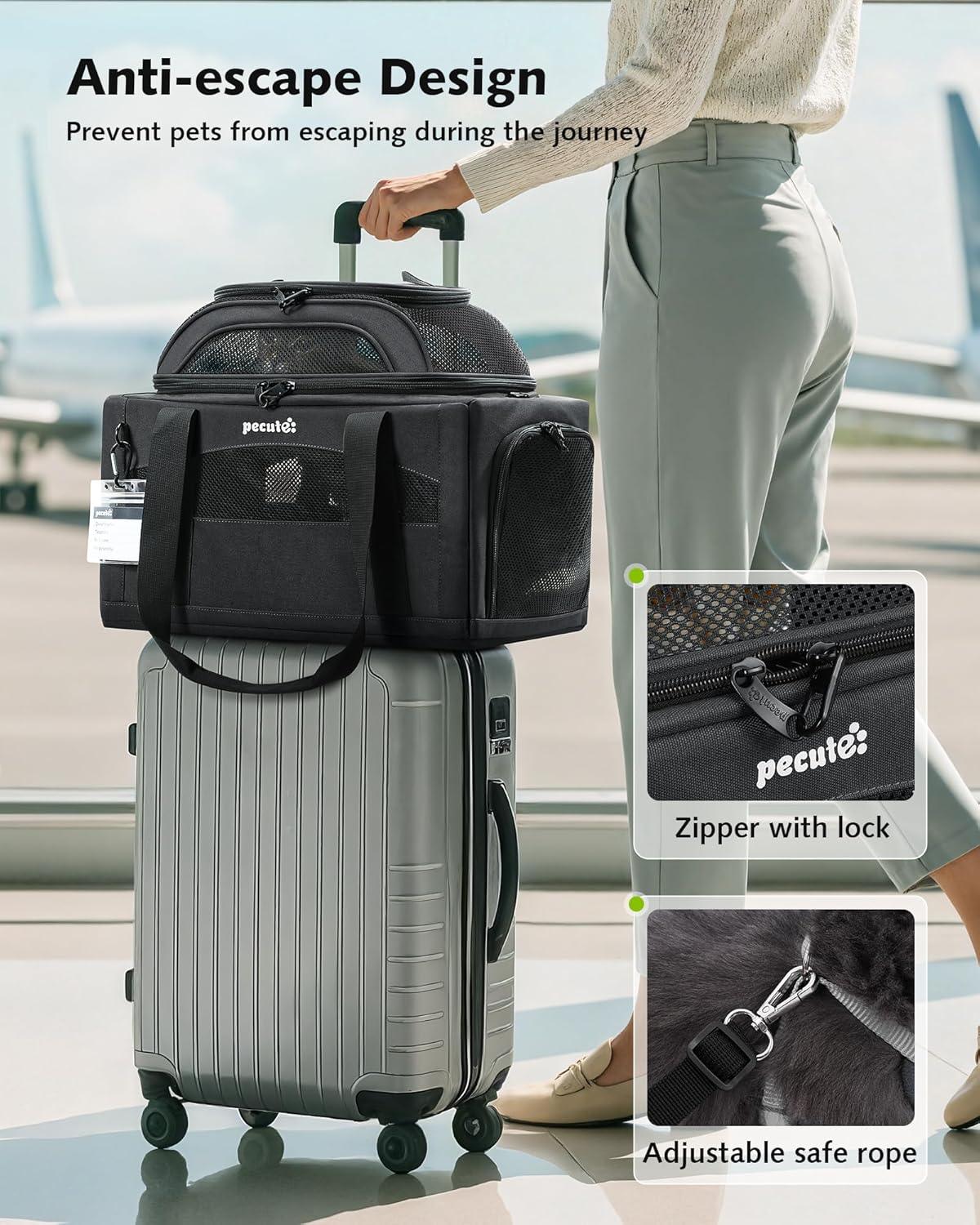 Detalle 2 de Pecute Sac de Transport pour Chat – Tapis Pipi imperméable, extensible et pratique